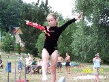 Turnen ganz weit oben (auf dem Schwebebalken)